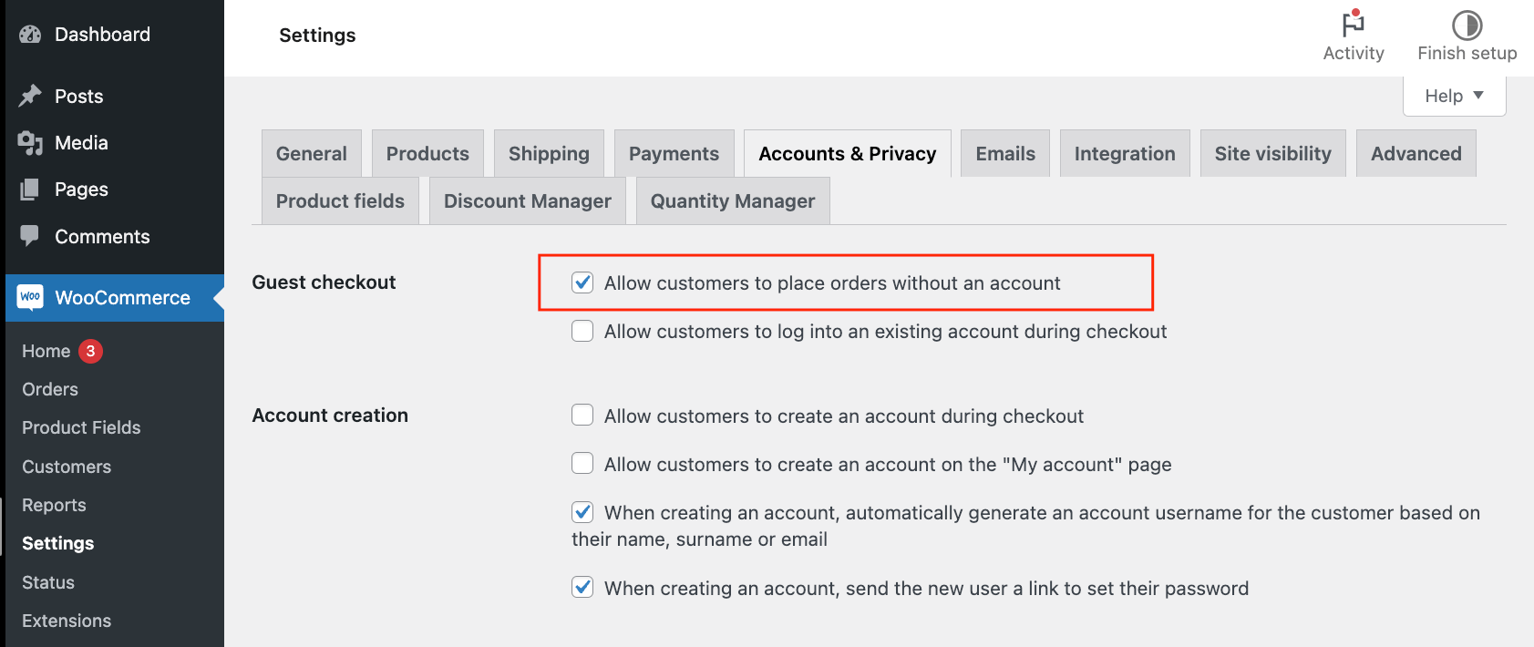 1 – Enabling the guest checkout option in WooCommerce