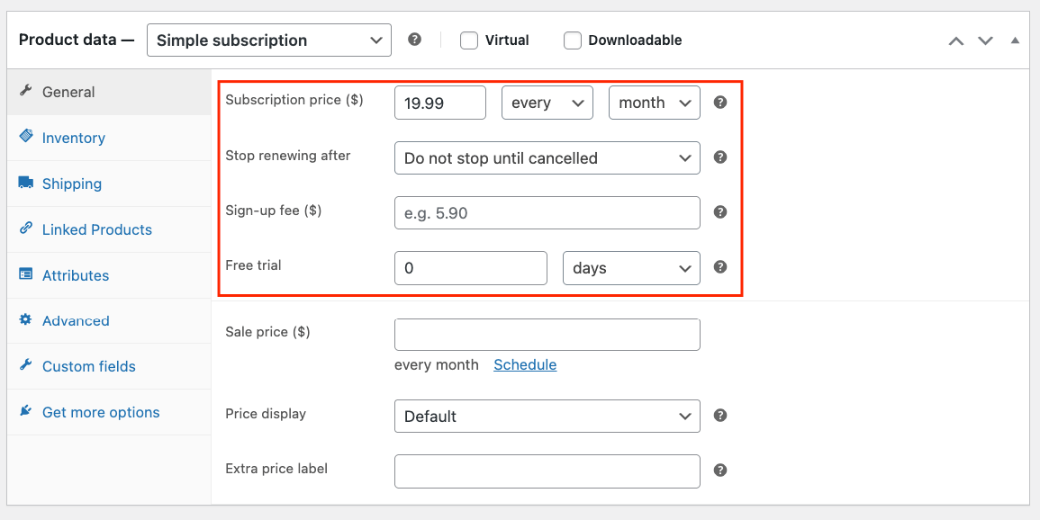 10 – Subscription price settings