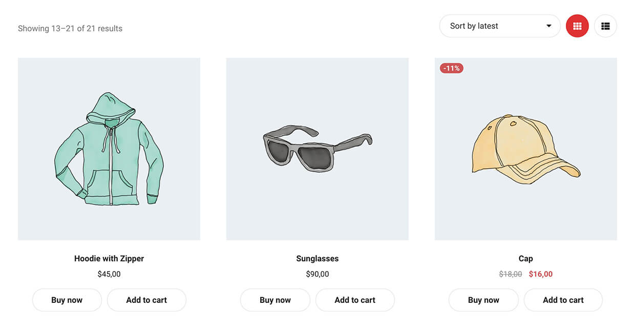 2 – Example of “Buy now” buttons on the product catalog page