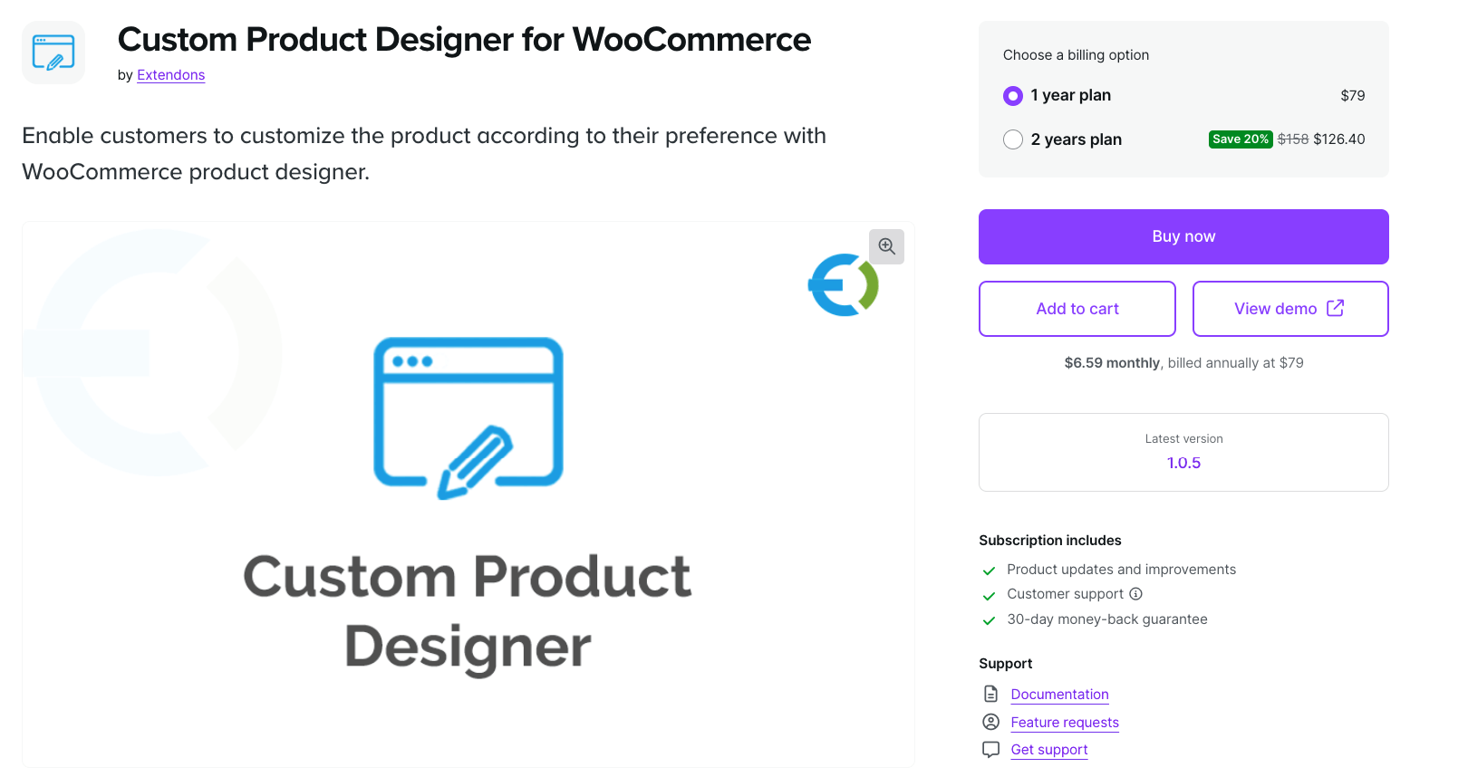 6 – Custom Product Designer for WooCommerce product page