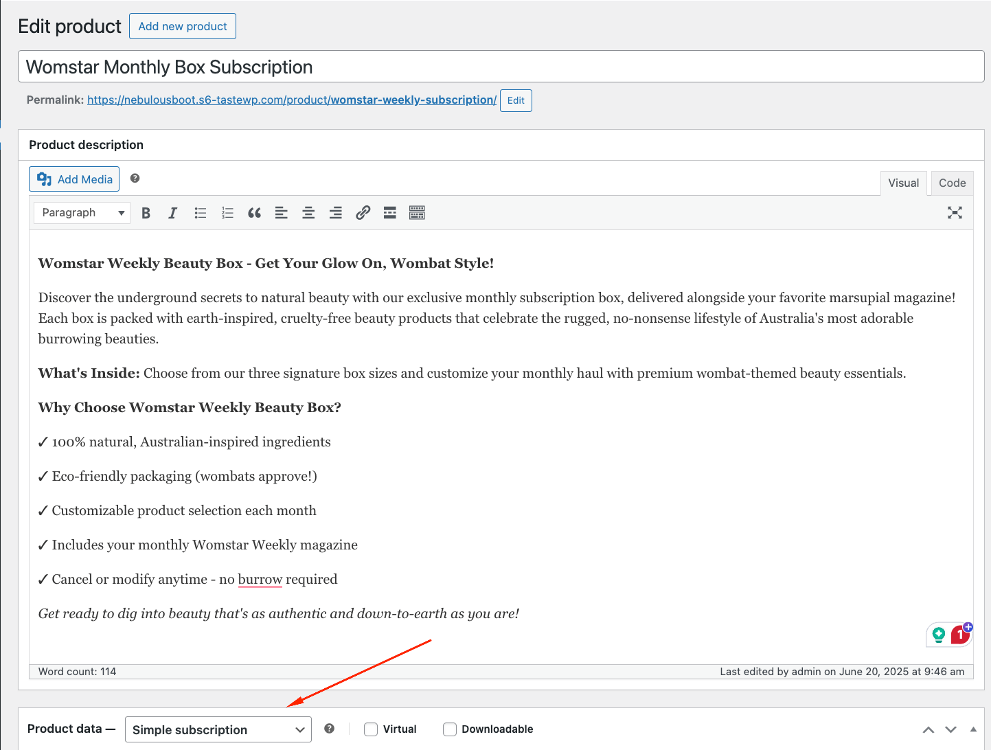 8 – Create new simple subscription for a beauty box with a magazine