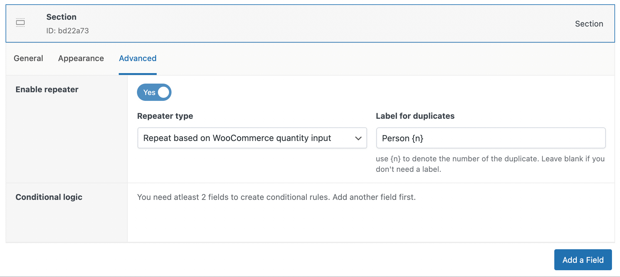 Enable the Repeater setting in APF