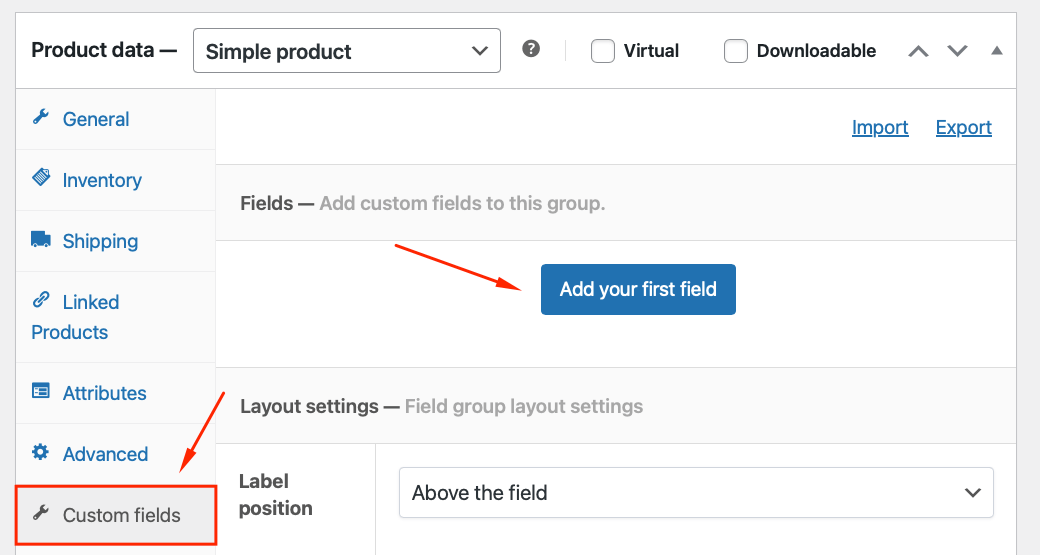 Adding a new custom field to a product