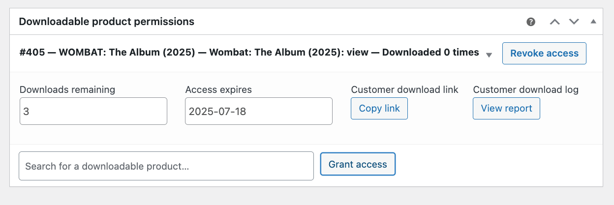 12 – Downloadable products settings in individual orders