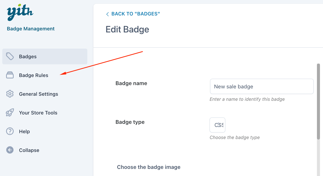 Going to the Badge Rules tab