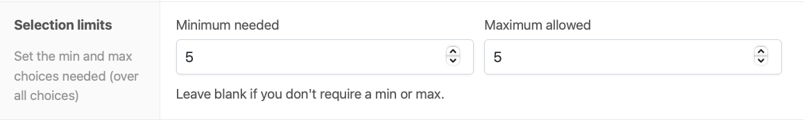 Adding a minimum and maximum of products allowed