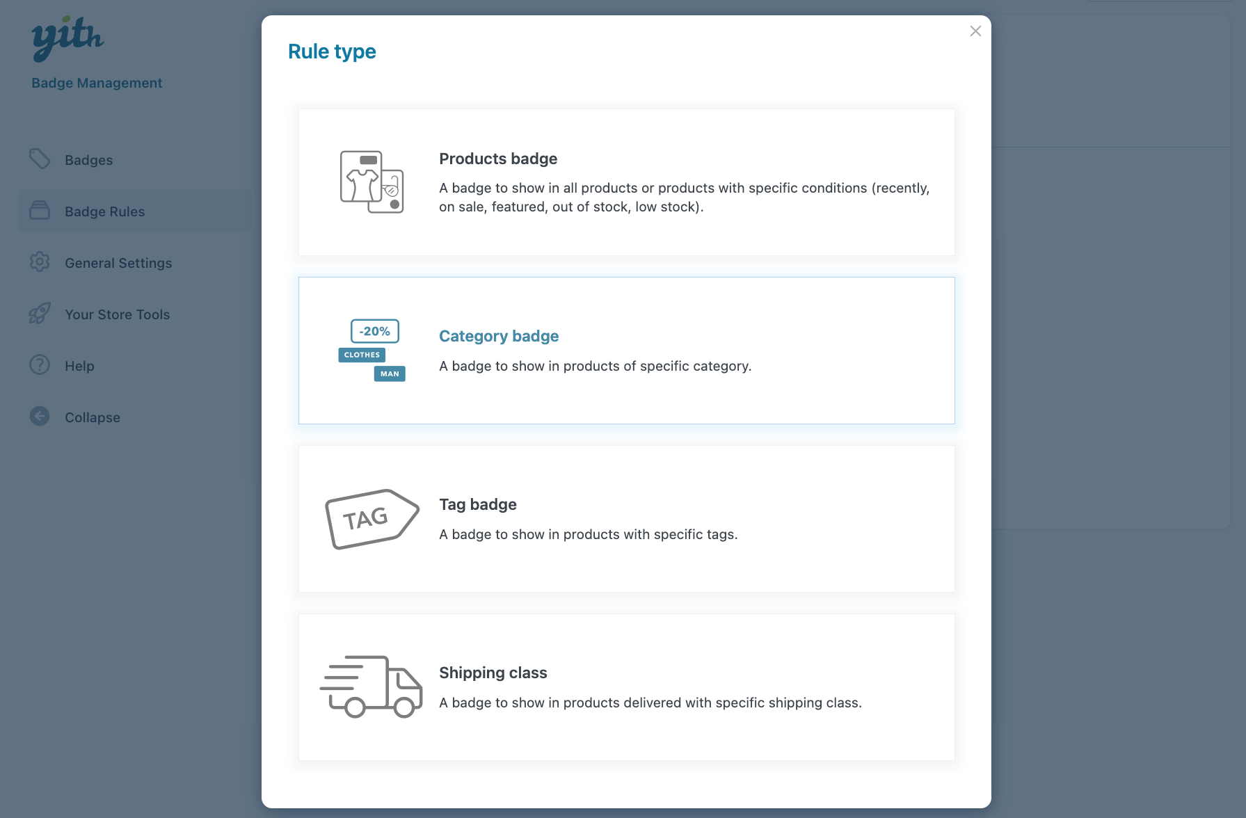 Choosing a badge rule type