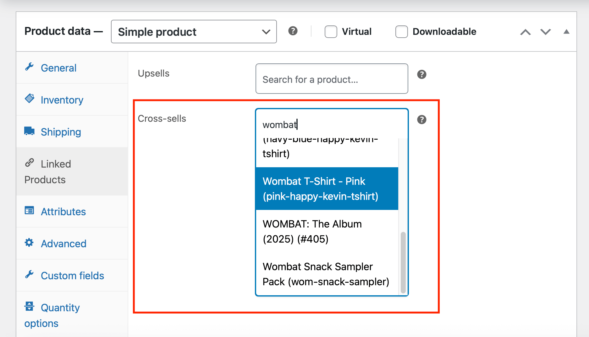 Add cross-sell products