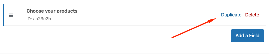 Duplicating a custom product field