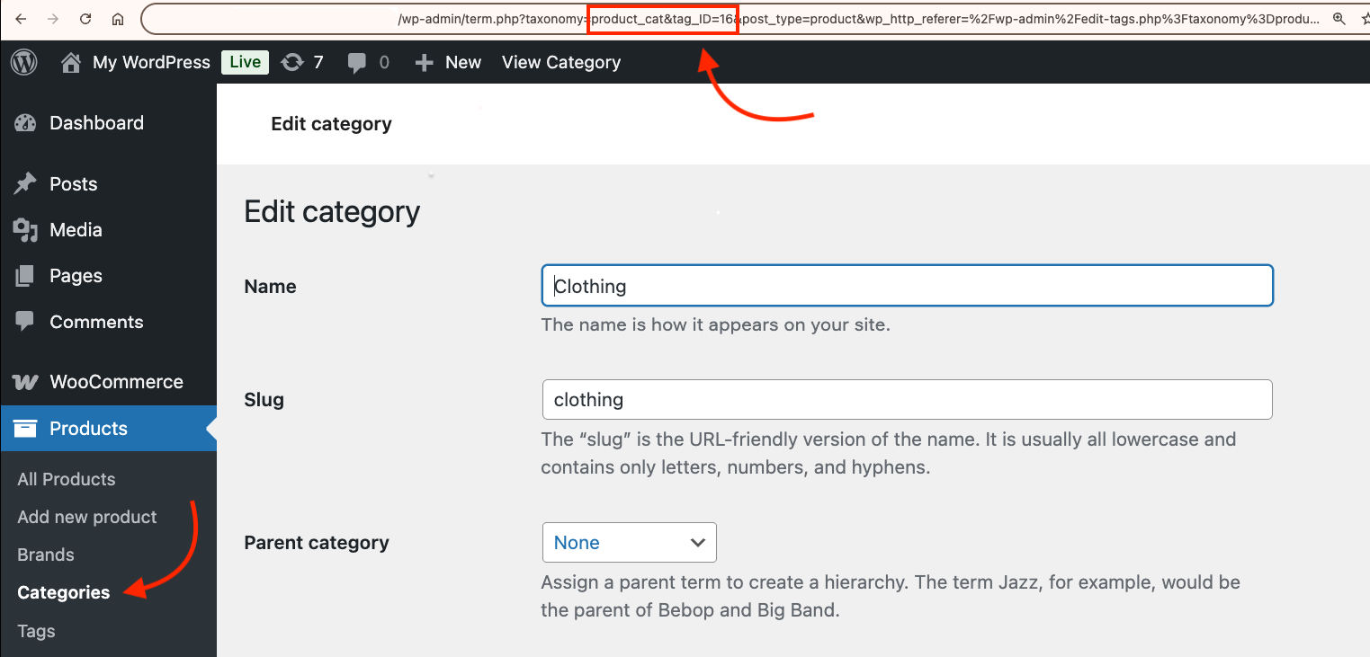 Finding the category ID in a URL