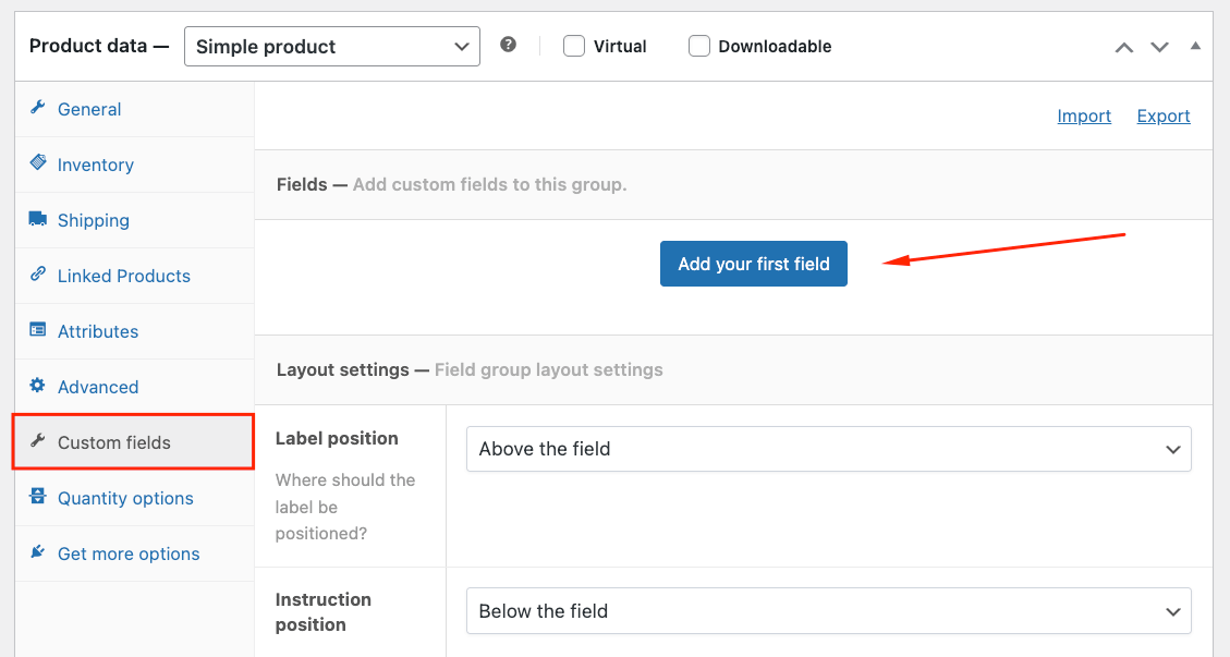 Adding a new custom field to a product