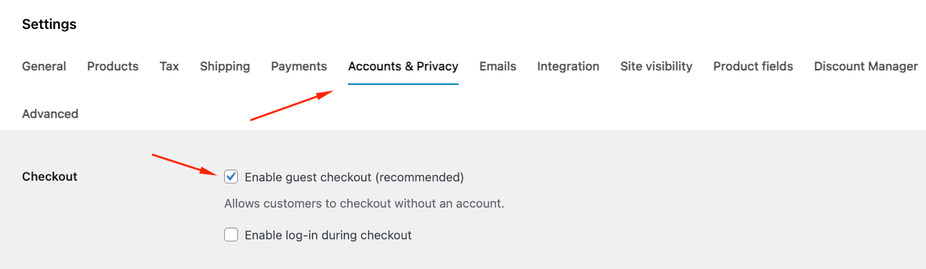 Enable WooCommerce guest checkout