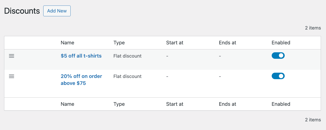 Adjust the discounts order or application