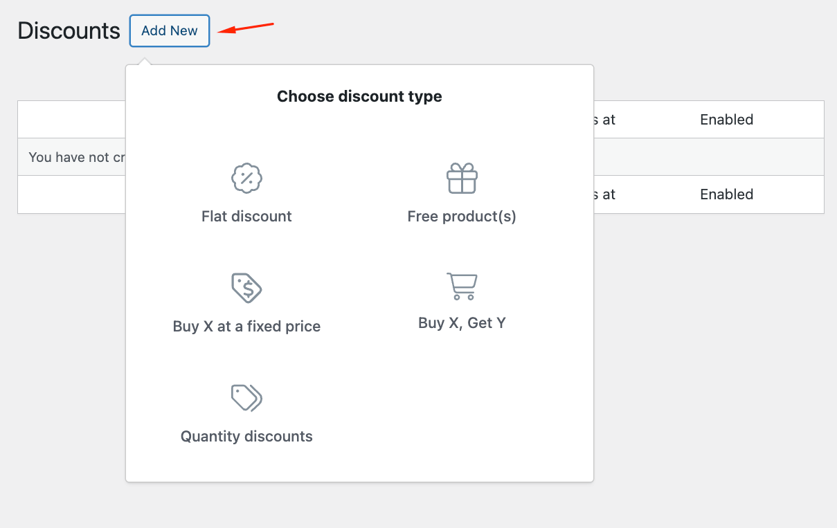 Create new flat discount
