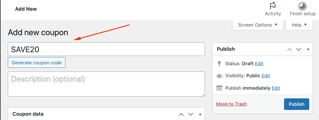 Add name to a WooCommerce coupon
