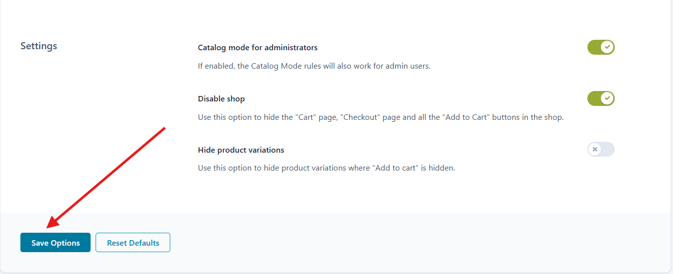 Click “Save Options” button