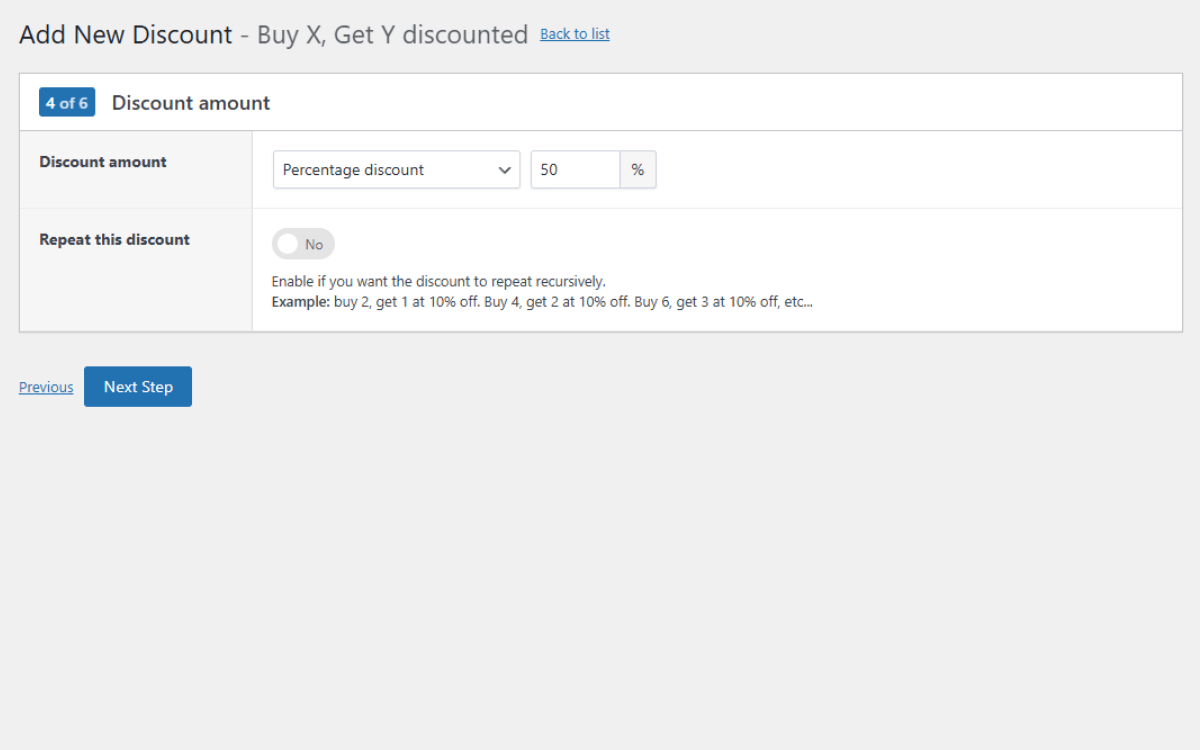 buy x get y percentage amount