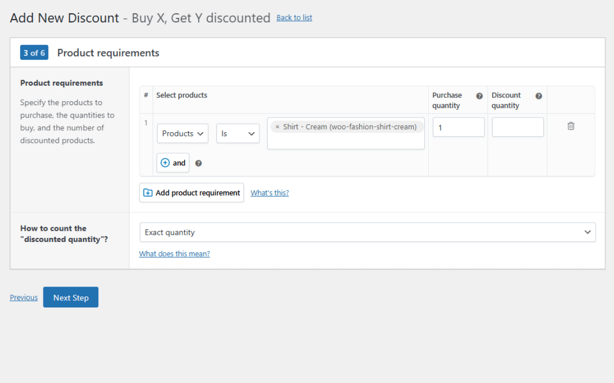 product requirements buy x get y