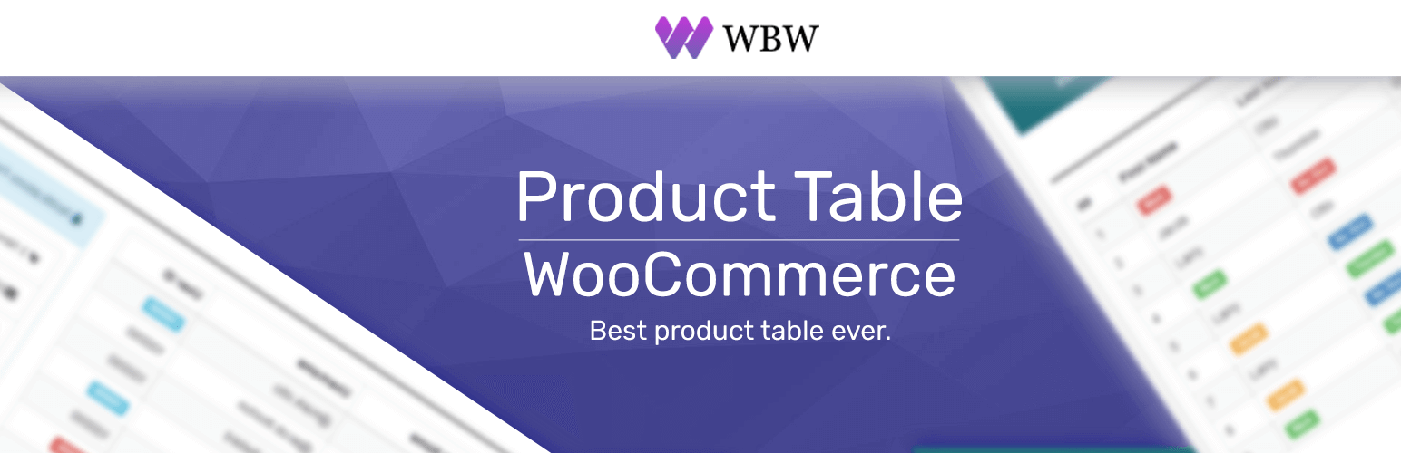 Product Table by WBW