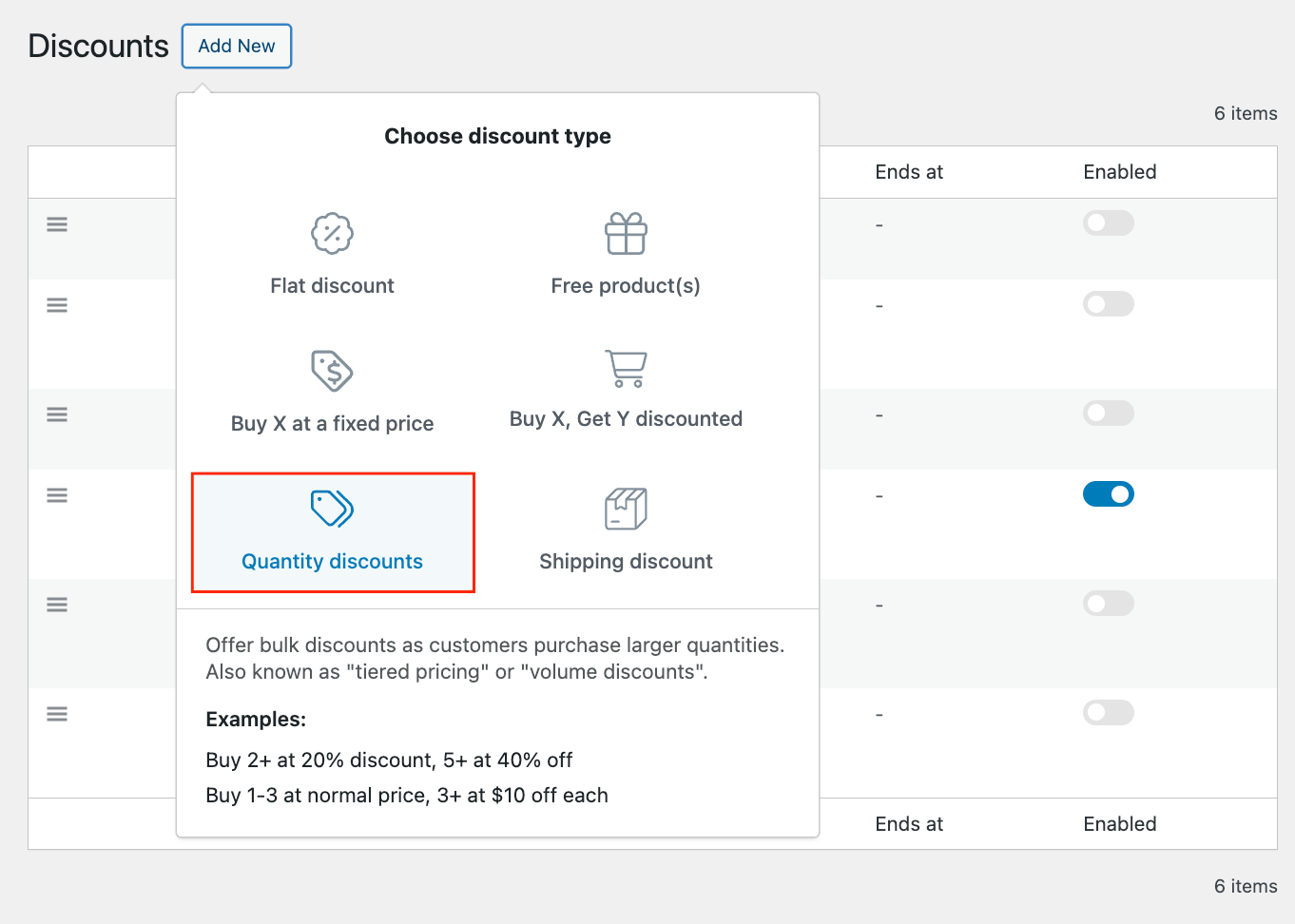 Adding a quantity discount