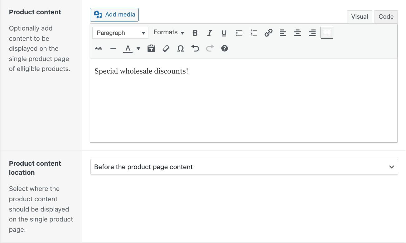 Adding a special message on the quantity discount