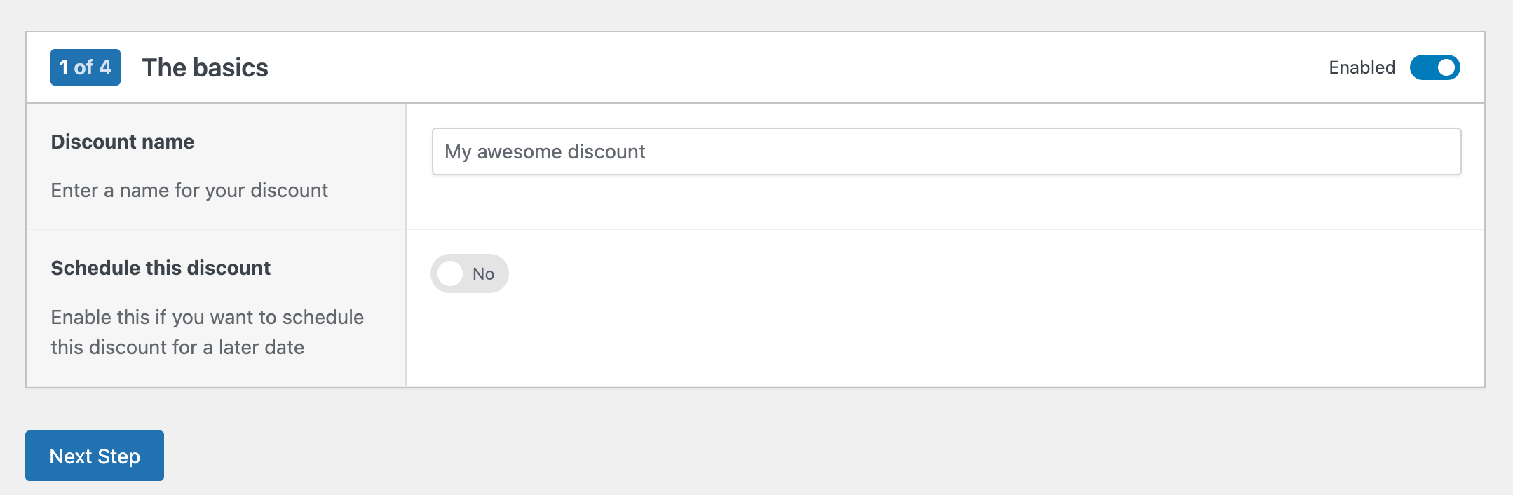 Create a discount in WooCommerce - step 1