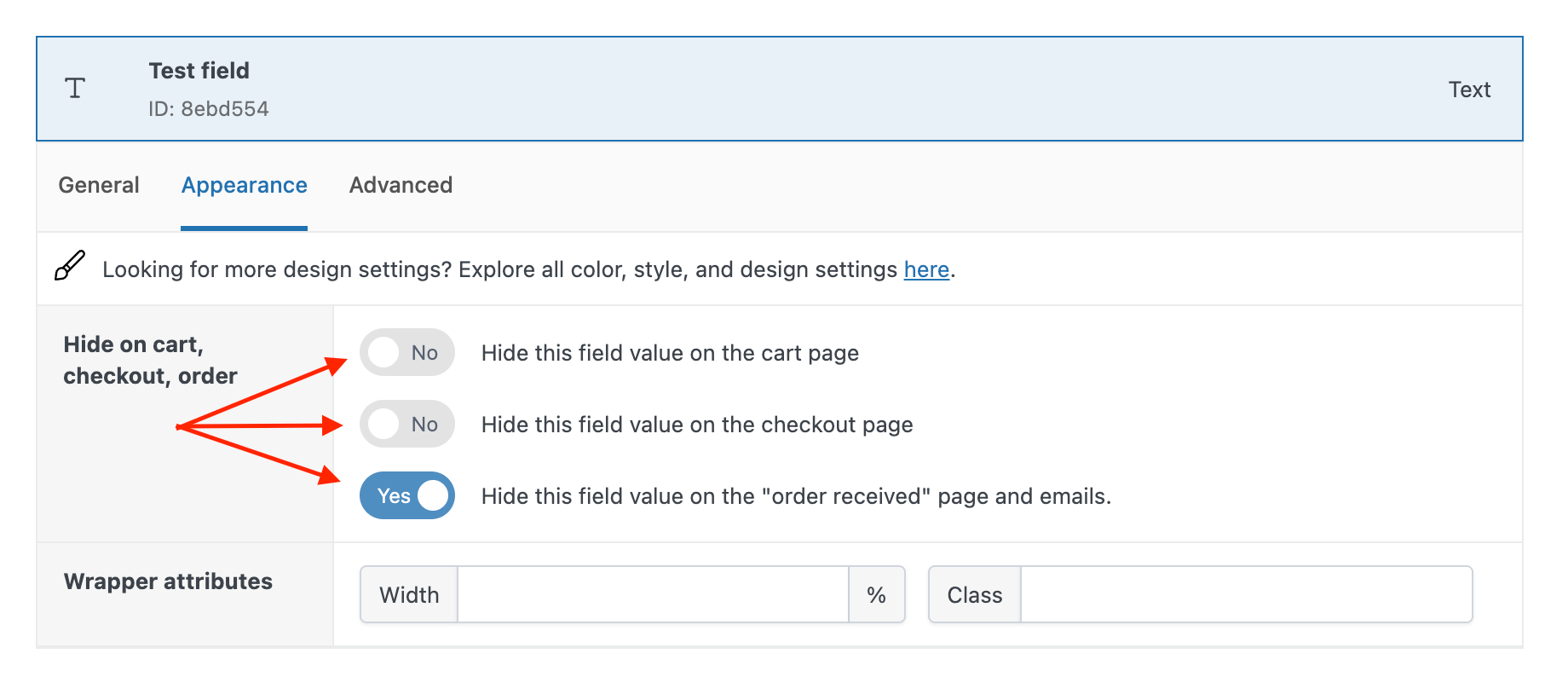APF field "hide" settings