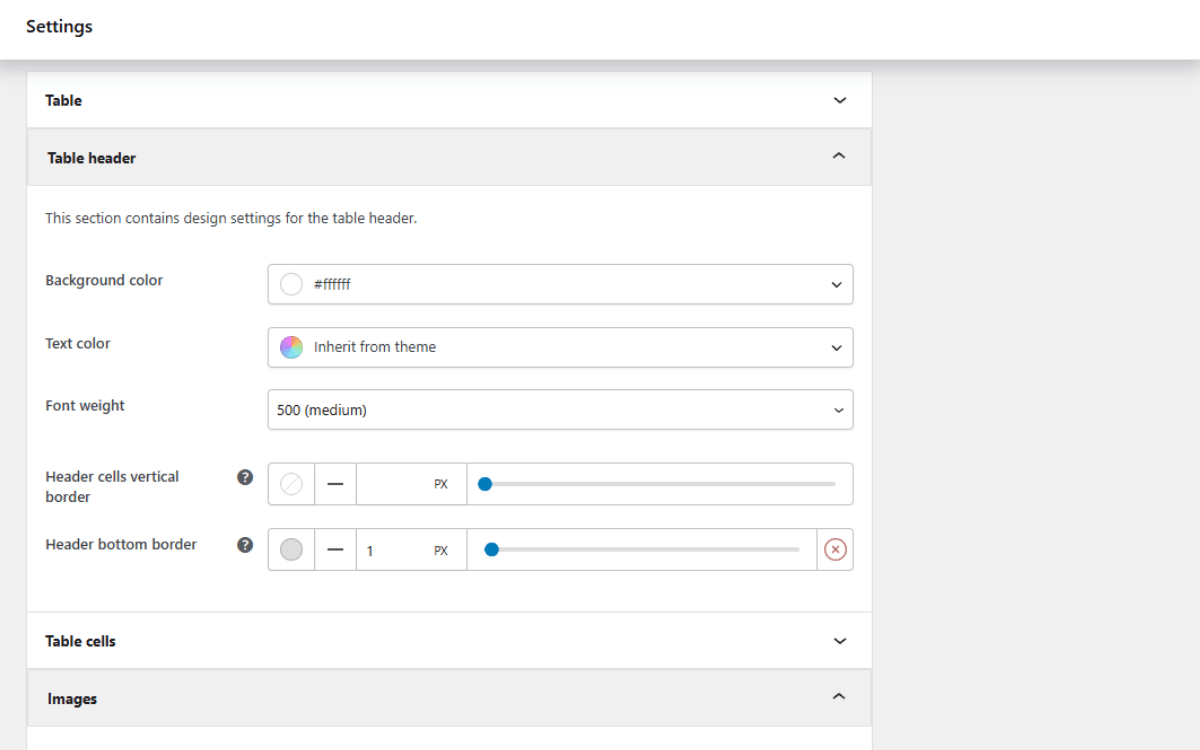 product table design