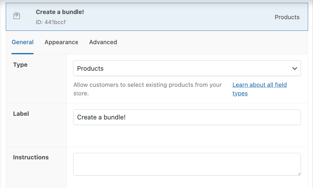 Adding a child products field to create bundles
