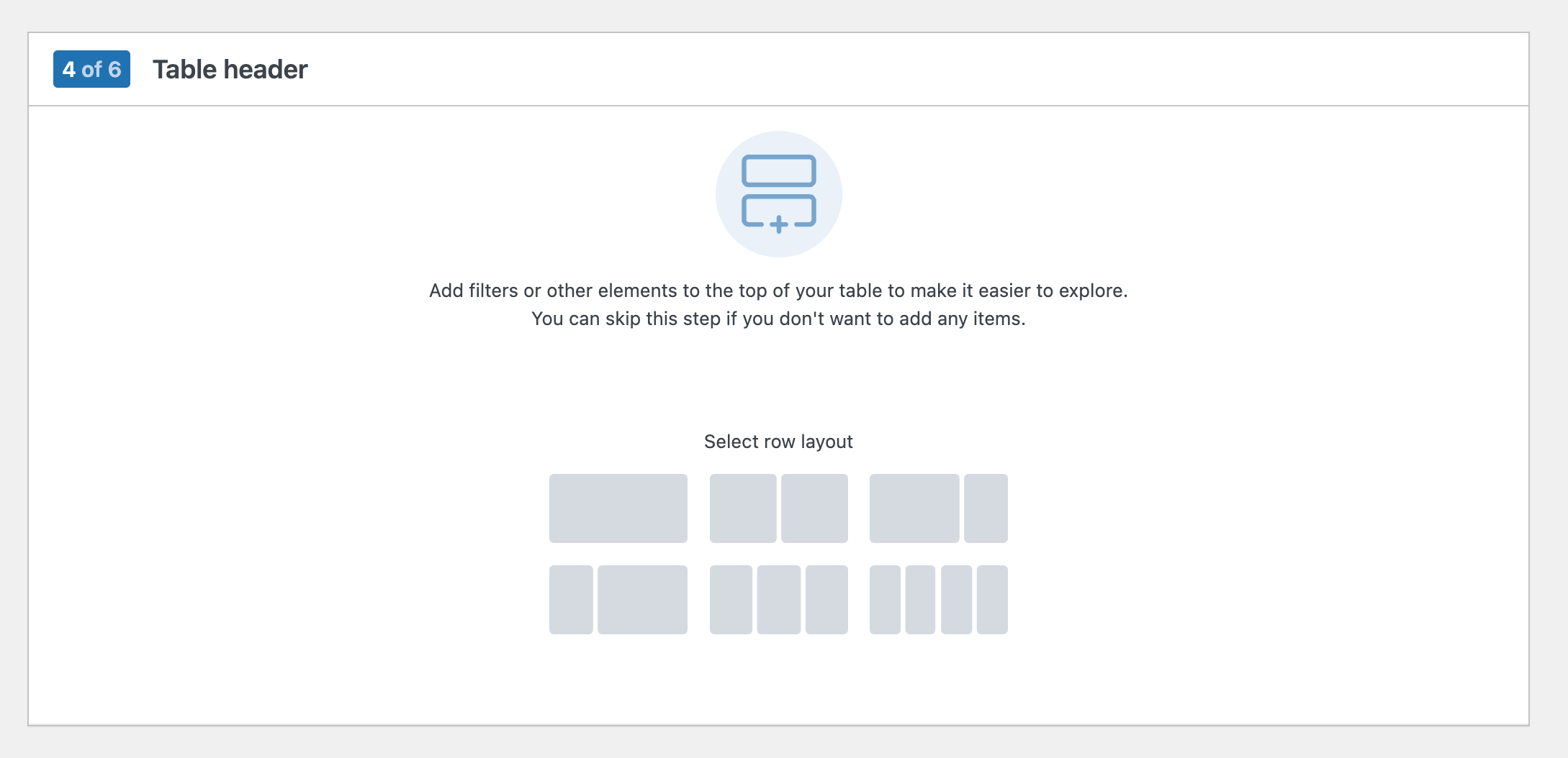 WooCommerce product table builder step 4: customize the table header