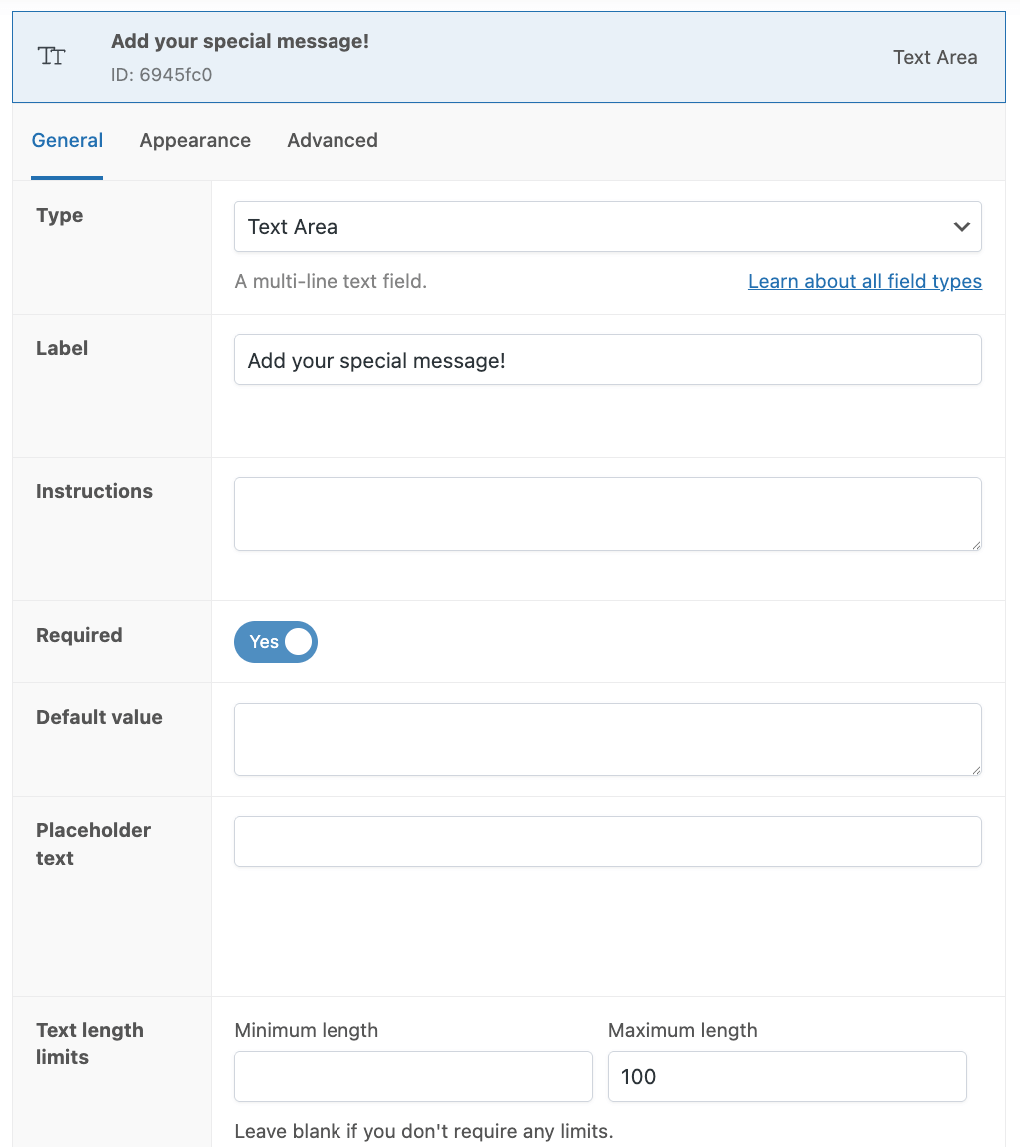 Adding a Text area product field