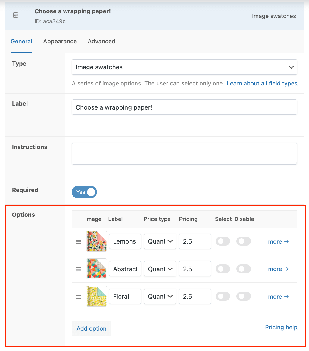 Adding an Image swatches product field