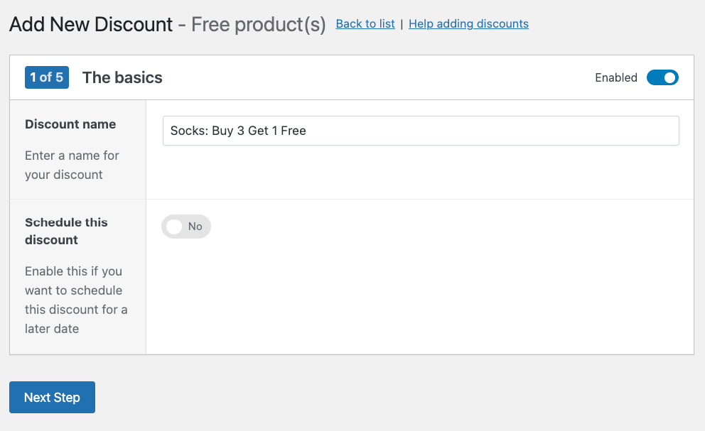 Add name to a free product discount
