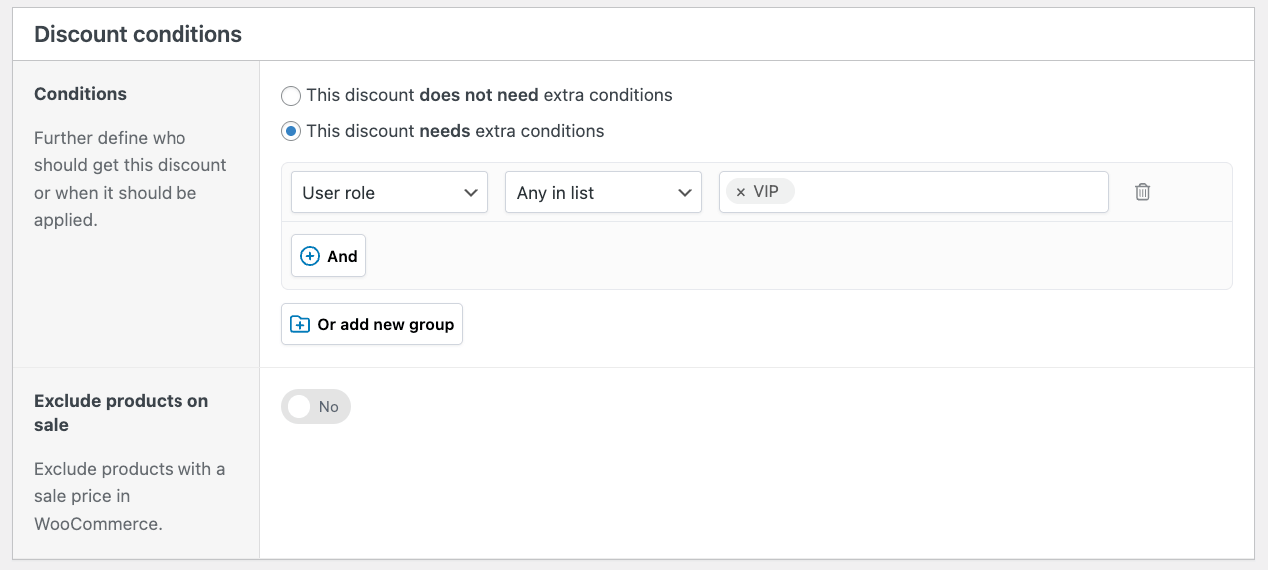 Select “User role” as “VIP” in dropdown list