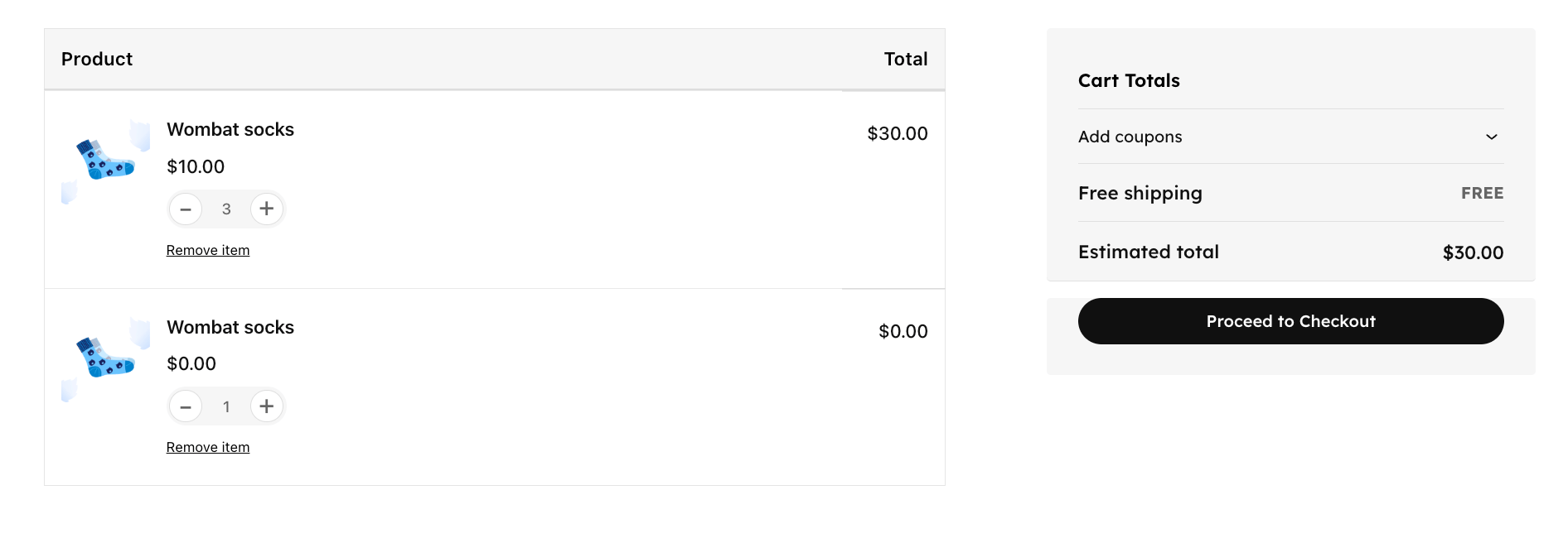 Free product promotion example in the cart – 4th product is free