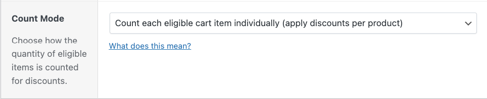 Choosing the discount count mode