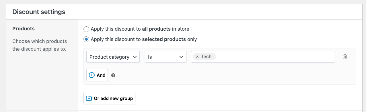 Applying a discount to an entire product category