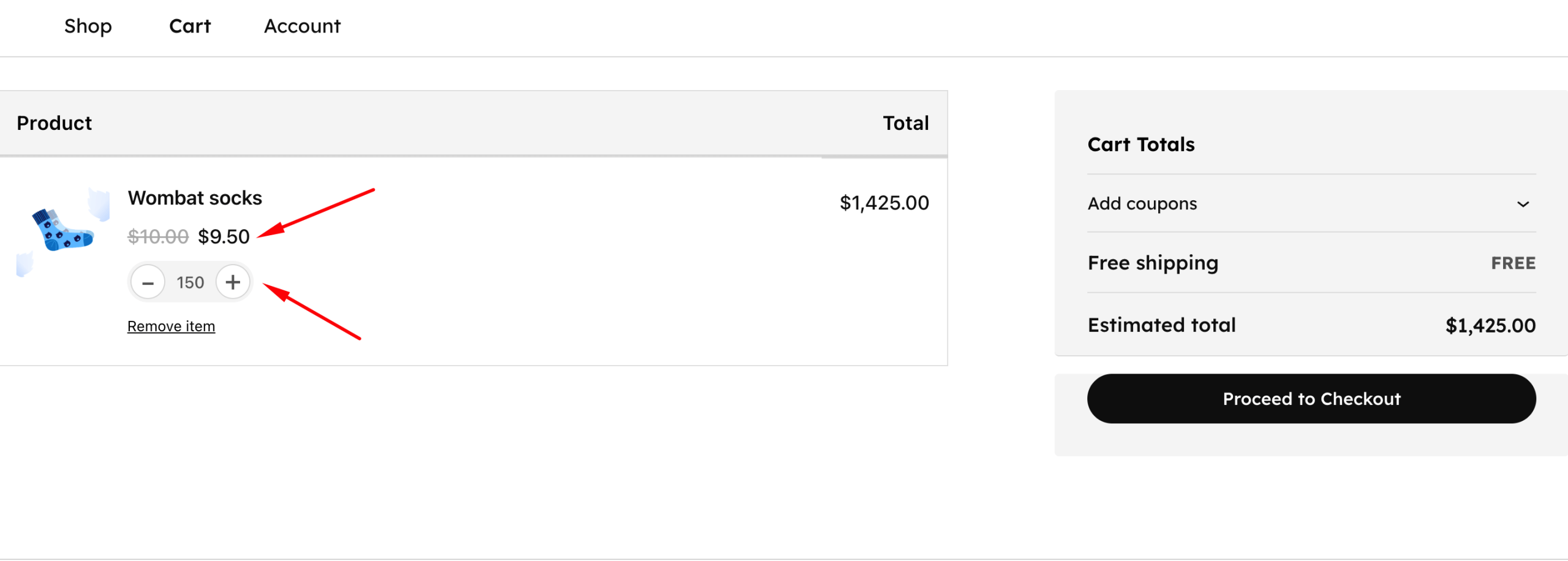 Seeing the discounted price in the cart when product quantity reaches threshold 