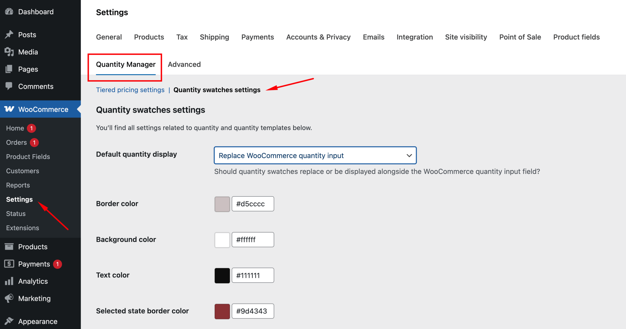 Changing the design of the quantity swatches