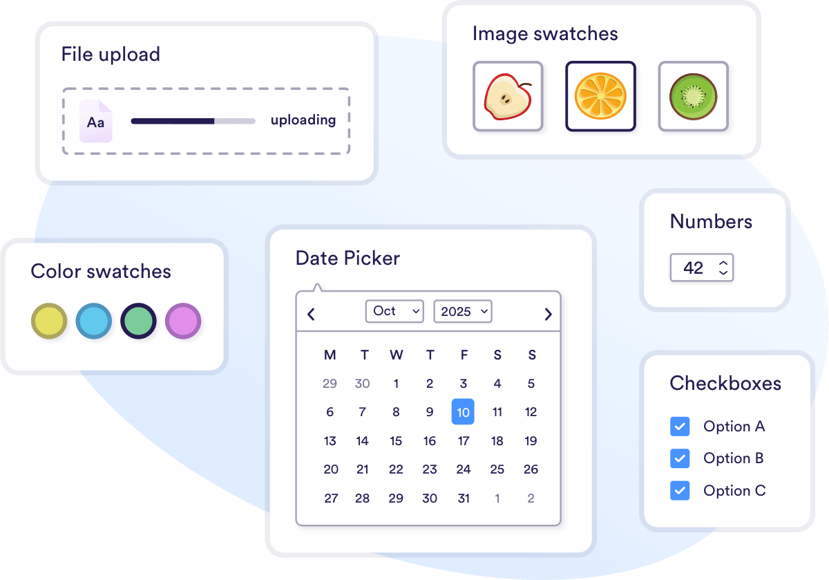 Illustrations for different product fields available with APF 