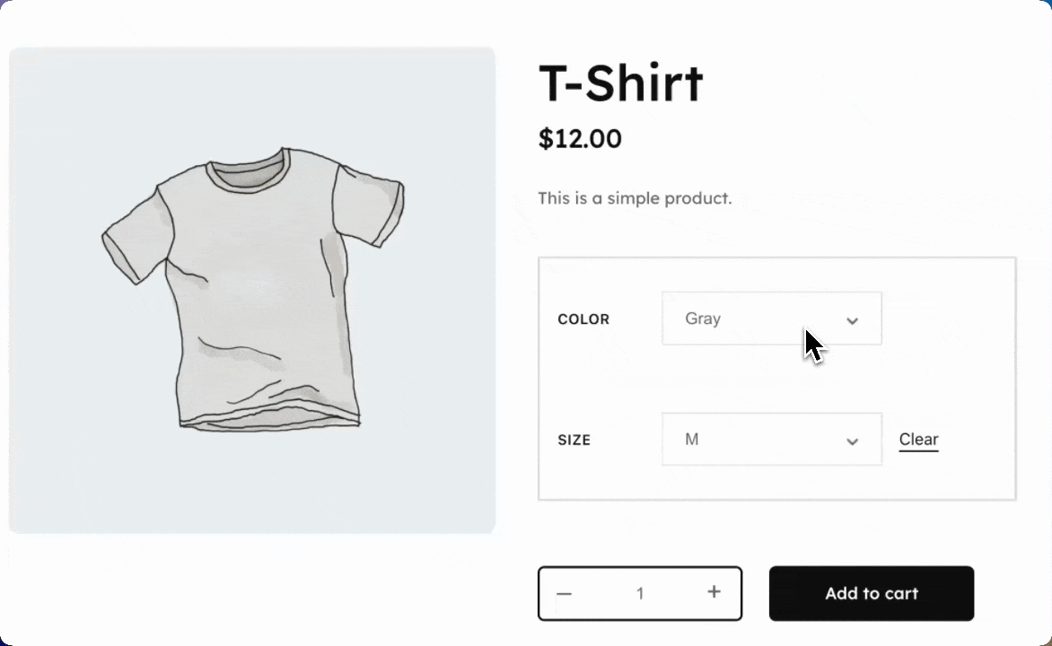 Example of default WooCommerce dropdown menus