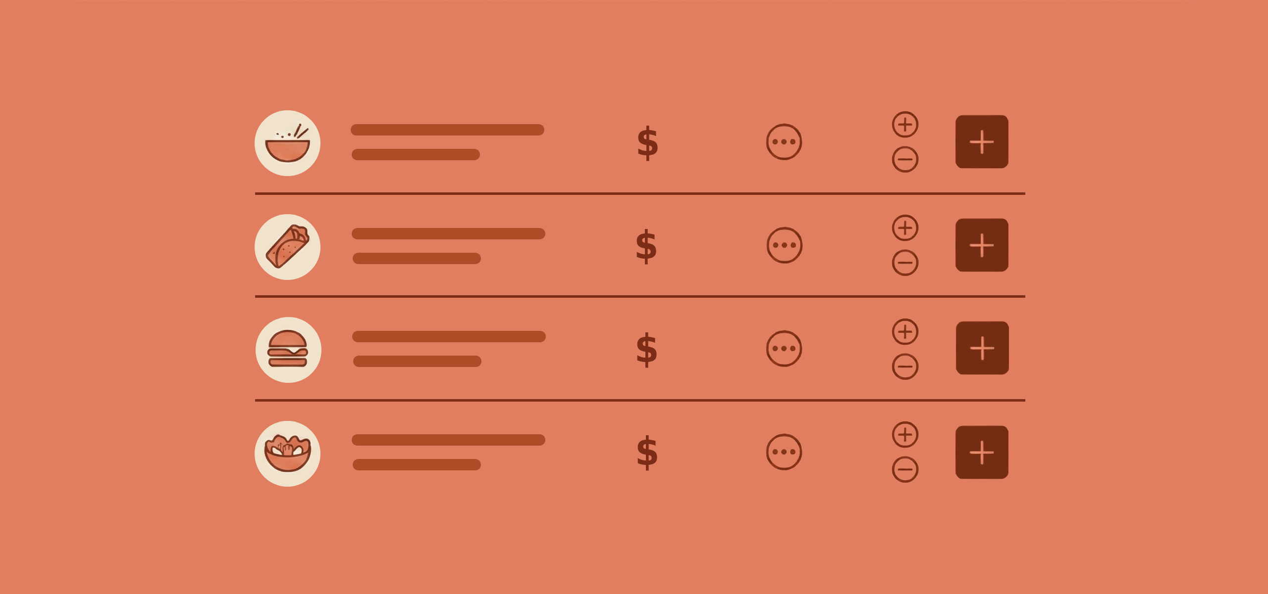 Illustration of a digitized restaurant menu