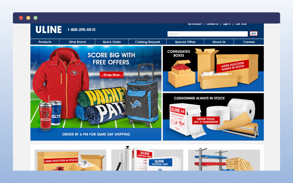 Uline homepage