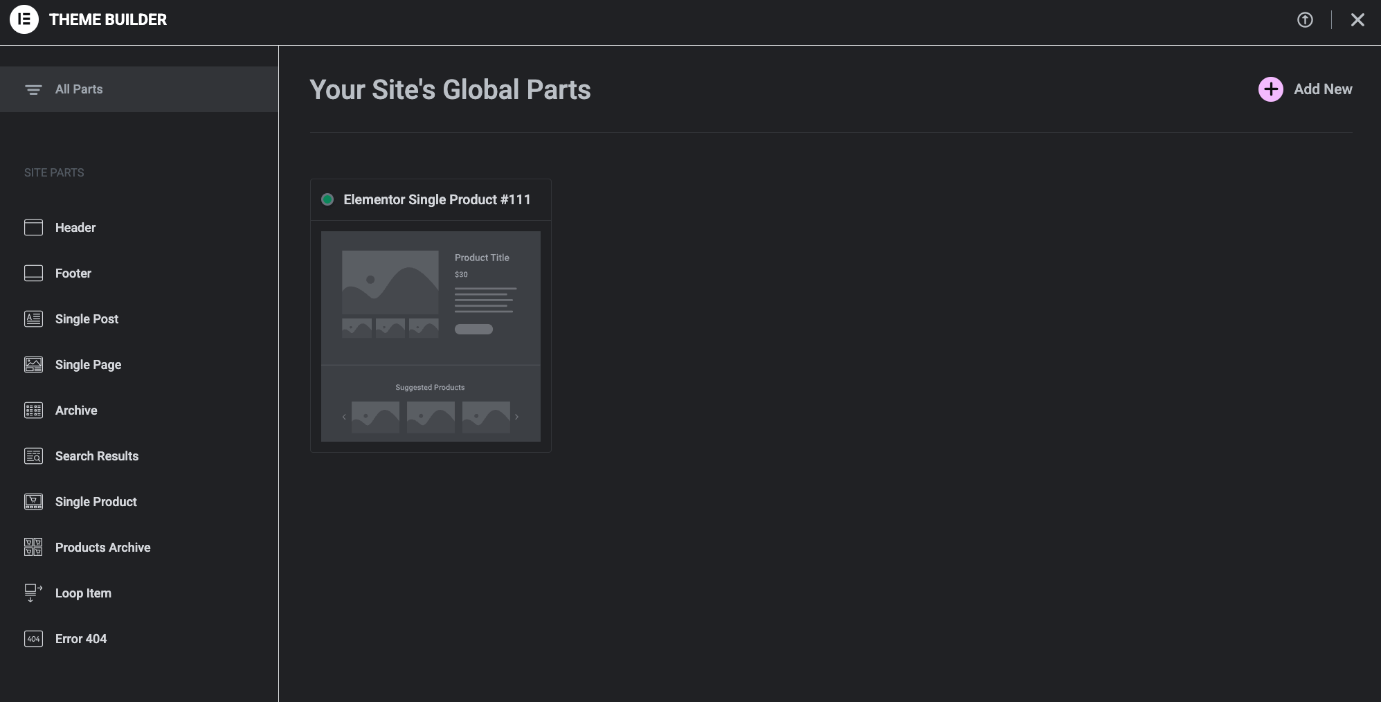 Existing Elementor product templates