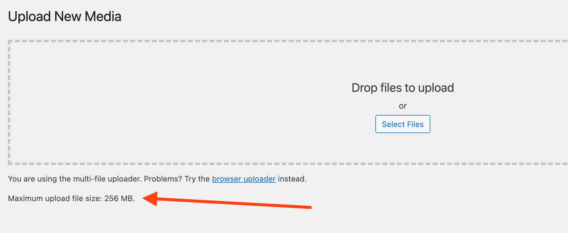 Maximum file upload information in WordPress admin