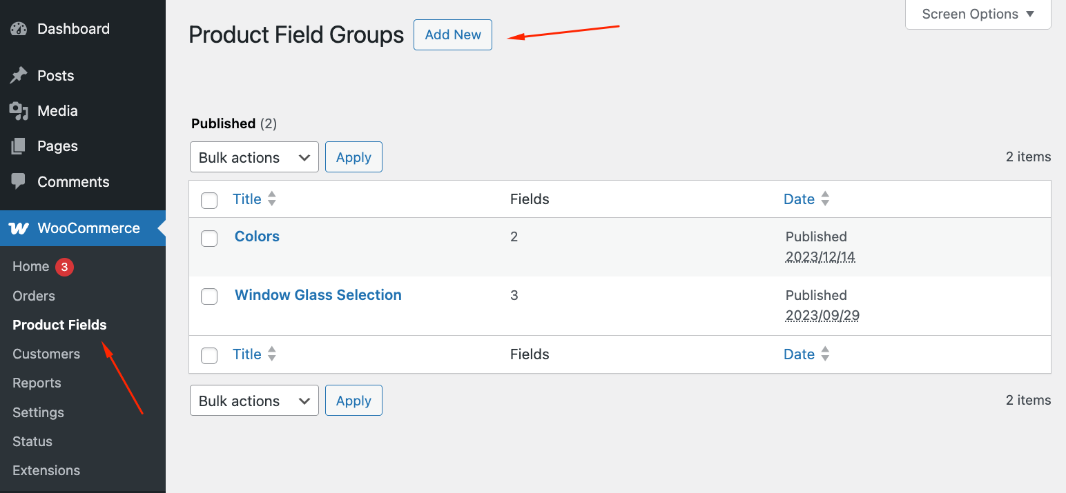 Add new product field group