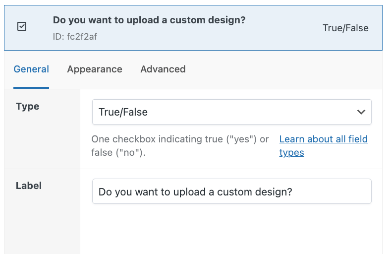 Create a True/False field