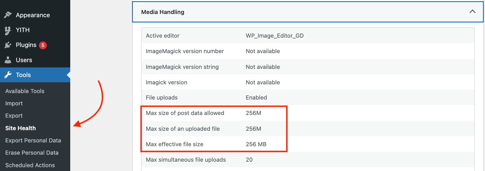 Max size allowed by hosting provider