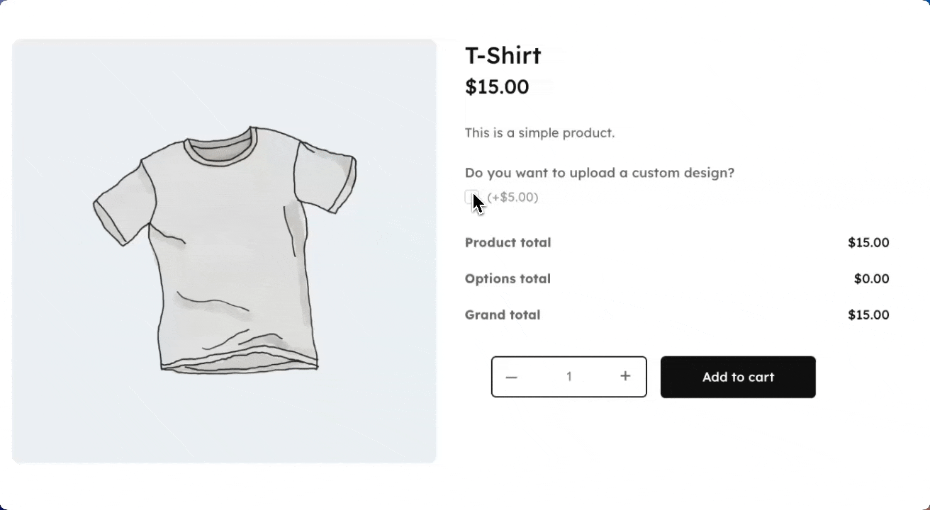Product with conditional fields on the front end