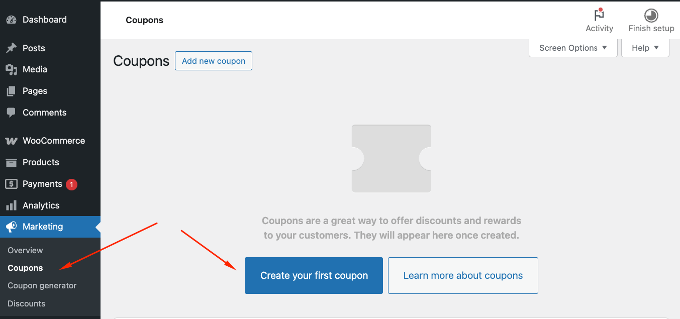 Add new coupon screen